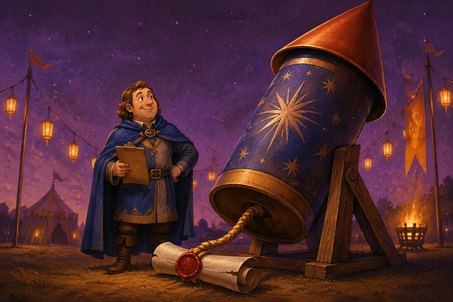 Artist's impression of the fireworks. The enthusiasm is confirmed; the booking is not.